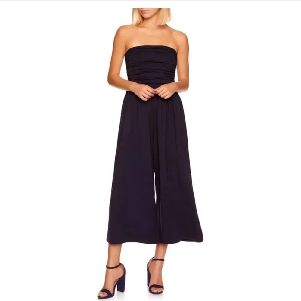 Susana Monaco Midnight Ruched Strapless Jumpsuit - Medium
